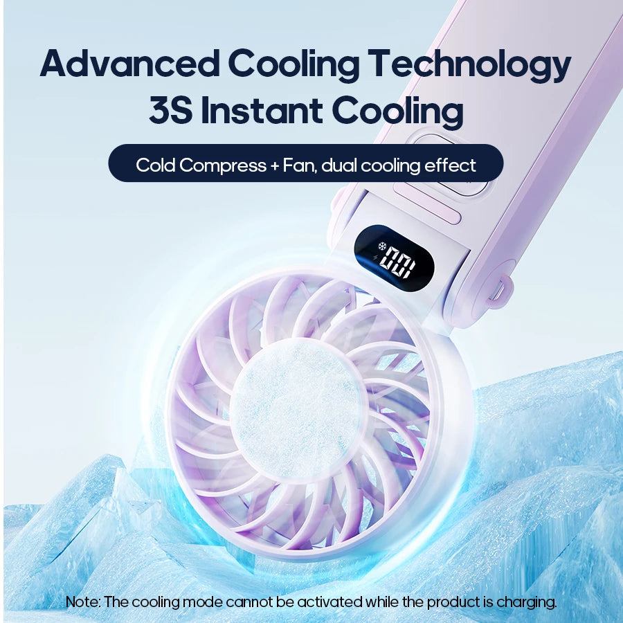 New Cooling Handheld Fan 3600Mah Foldable Portable Fan 100-Level Free Control High Speed Mini Personal Fan W/ Lanyard