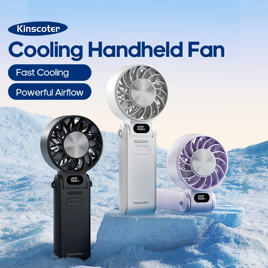 New Cooling Handheld Fan 3600Mah Foldable Portable Fan 100-Level Free Control High Speed Mini Personal Fan W/ Lanyard
