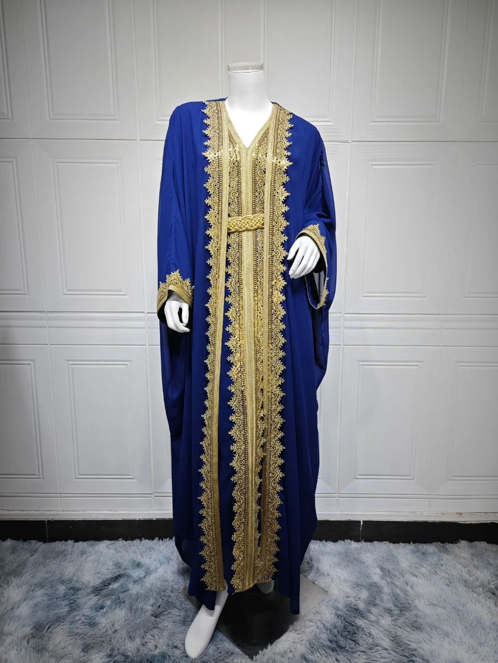 Eid Women Abaya Dress Muslim 2 Piece Set Cardigan with Inner Dress Lace-Up Robe Caftan Robe Jalabiya Ramadan Morocco Kaftan 2025